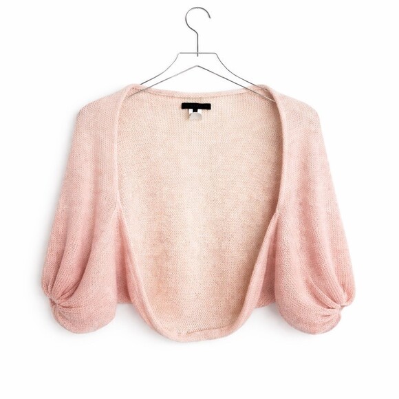 Louiza Babouryan size Medium Pink ombre Merino Wool Metallic Knit Shrug sweater